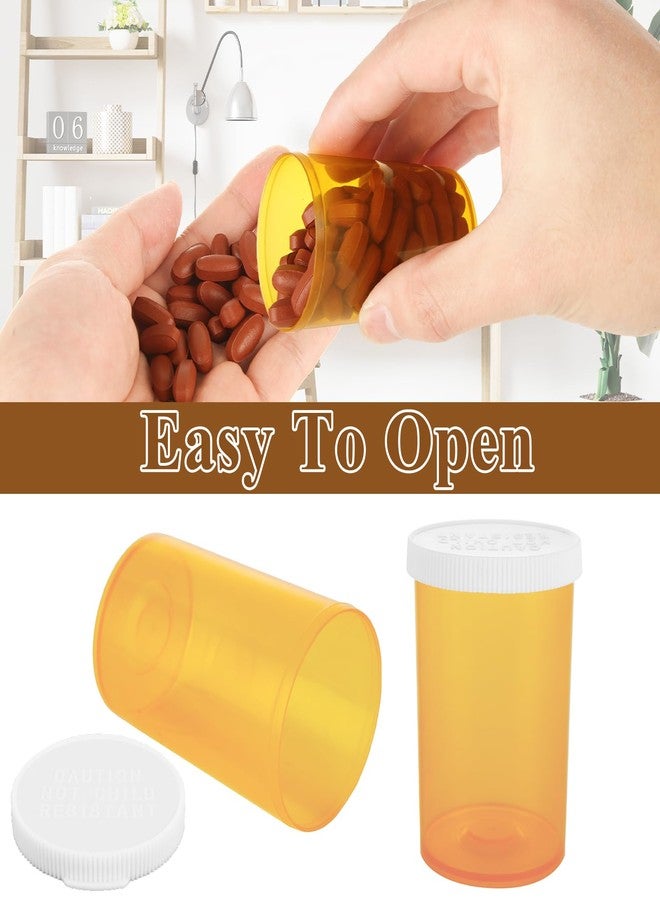 DAJAVE 100 Pack Empty Pill Bottles with Cap, 20 Dram Prescription Vials, Plastic Medicine Bottles for Pill, Crafts, Candy, Supplements (Orange) - Image 3